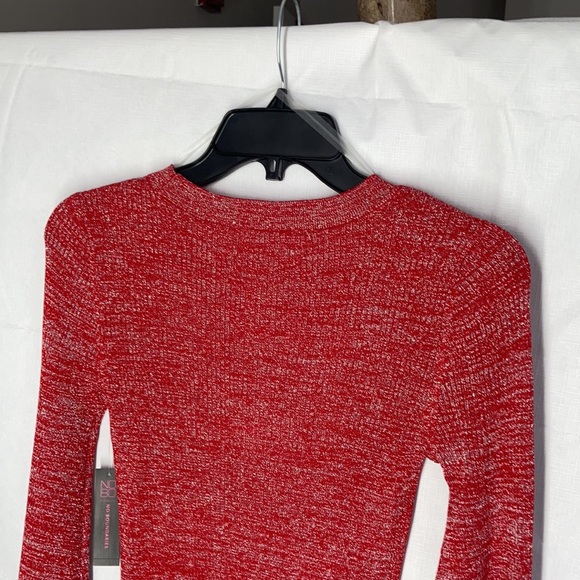 Relisted Red Ribbed metallic accent dress w lace up detail & stretch S M jrs - Picture 12 of 16